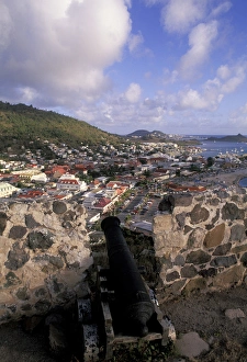 Artillery Prints: Caribbean, St. Martin, Marigot. View of city from Fort Louis
