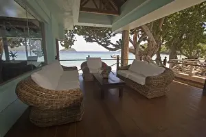 Lodging Prints: Caribbean - Tobago - Lounge area at Blue Waters Inn near Speyside