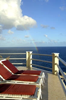 Images Dated 4th December 2006: Caribbean, U. S. Virgin Islands. Deck chairs overlooking the ocean