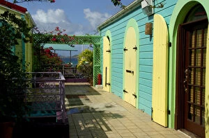 Images Dated 8th December 2006: Caribbean, U.S. Virgin Islands, St. John, Cruz Bay. Typical waterfront buildings