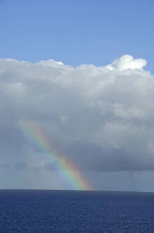Images Dated 8th December 2006: Caribbean, U.S. Virgin Islands, St. Thomas. Seascape with rainbow over the Atlantic