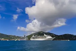 Usvi Prints: Caribbean. USVI. Cruise ships docked at Charlotte Amalie harbor