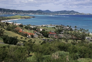 Caribbean: US Virgin Islands, St Croix, view of Christiansted from above the Buccaneer