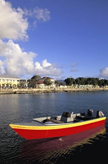 Caribbean, US Virgin Islands, St. Croix, Frederiksted. View of town from Fredriksted pier