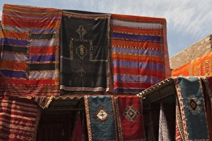 Carpets for sale Djemaa el-Fna (the square), Marrakesh, Morocco