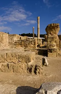 Images Dated 10th January 2021: Carthage Tunisia old city with Roman baths of Antoninus Pius in 138 AC in Africa