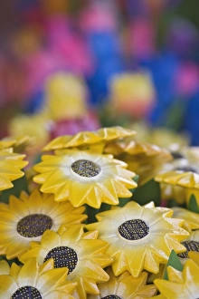 Bo Sang Prints: Carved wooden flowers at market, Bosang, Chiang Mai, Thailand