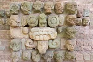 Carving Prints: Carving at Copan Ruins, Maya Site of Copan, UNESCO World Heritage site, Honduras