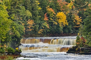Cascade and fall colors on lower section of Tahquamenon Falls, Tahquamenon Falls State Park