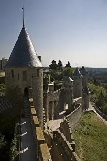 Castle and outer wall, Carcassonne, Aude, Languedoc, France