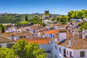 Portugal Prints: Castle Wals Turrets Towers Medieval Town Obidos Portugal
