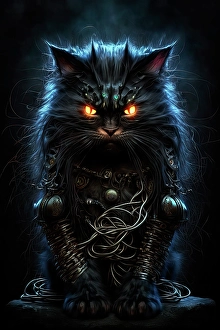 Alien Prints: Cat with glowing evil eyes. ©Jim Zuckerman / Jaynes Gallery / DanitaDelimont.com (AI)