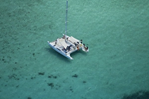 Catamaran, Mamanuca Islands, Fiji, South Pacific - aerial