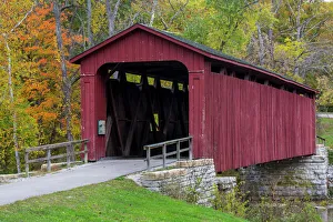 Cataract Covered Bridge over Mill Creek at Lieber State Recreation Area near Cloverdale