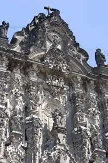 Central Square Prints: Detail of the Catedral Metropolitana facade located on the zocalo in Mexico City