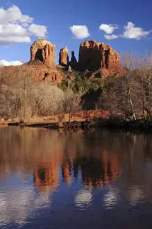 Red Rock Crossing Prints: Cathedral Rock and Reflections at Sunset: Red Rock Crossing, Sedona, Arizona, USA