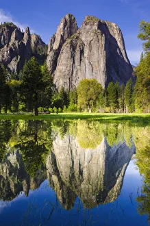 Sierra Prints: Cathedral Rocks reflected in pond, Yosemite National Park, California, USA