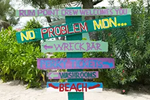 Western Script Prints: CAYMAN ISLANDS - GRAND CAYMAN - Rum Point: Signpost