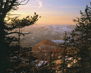 CEDAR BREAKS NATIONAL MONUMENT, UTAH. USA. Cedar Breaks at sunset in winter