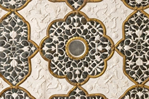 South Asia Prints: Ceiling detail. Diwan-i-Khas, Glass Palace. Hall of private Audience. Amber Fort