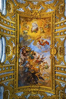 Basilica Prints: Ceiling God Fresco Basilica Saint Ambrogio Carlo al Corso Basilica Church, Rome, Italy