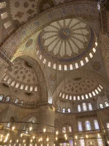 Images Dated 14th December 2014: Ceiling of Sultan Ahmed Mosque in Istanbul, Turkey