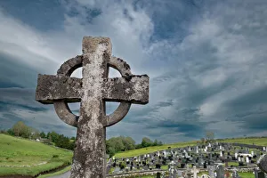 Grave Prints: Celtic cross is part of a cemetery at Burrishoole Abbey, County Mayo, Ireland