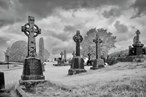 Celtic Cross Prints: Celtic crosses, common in Ireland. County Mayo, Ireland