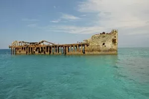 Cement ship wreck in Barnett Harbour, South Bimini, Bahamas