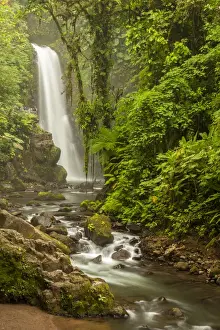 Central America Prints: Central America, Costa Rica. Templo waterfall in rain forest