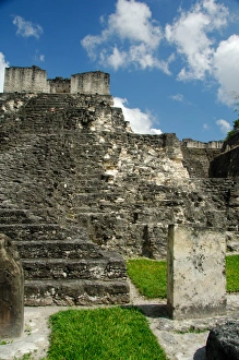 Central America, Guatemala, Petan jungle, Tikal National Park. Main Plaza. Ruins of Classic Period