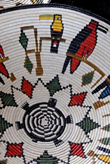Central America, Panama, Cristobal. Local Embera Indian handicrafts, traditional baskets