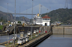 Central America, Panama, Panama Canal. Pedro Miguel Lock