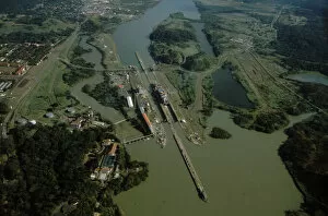Images Dated 22nd March 2006: Central America, Panama, Panama Province, Panama Canal, Miraflores Locks. Aerial