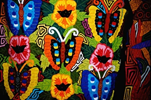 Latin American Prints: Central America, Panama, Panama Province, Panama City, Handicraft Market. Kuna indian mola