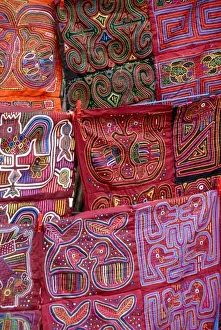 Central America, Panama, San Blas Islands (aka Kuna Yala). Colorful hand stitched