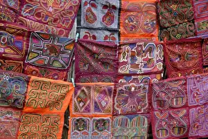Central America, Panama, San Blas Islands (aka Kuna Yala). Colorful hand stitched