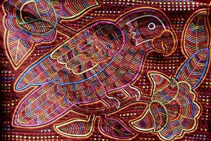Central America, Panama, San Blas Islands (aka Kuna Yala). Colorful hand stitched