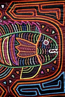 Central America, Panama, San Blas Islands (aka Kuna Yala). Colorful hand stitched