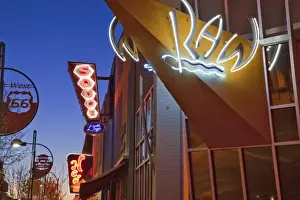 Images Dated 19th February 2009: Central Avenue at dusk in downtown Albuquerque New Mexico on historic Route 66