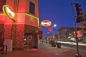Central Avenue at dusk in downtown Albuquerque New Mexico on historic Route 66