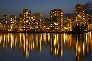 False Creek Prints: Central Business District reflected in False Creek, Vancouver, British Columbia, Canada