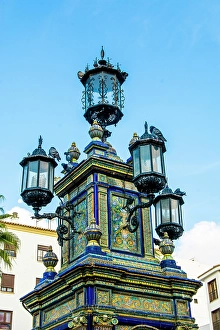Town Square Prints: Central fountain, Plaza Alta main square, Algeciras, Spain