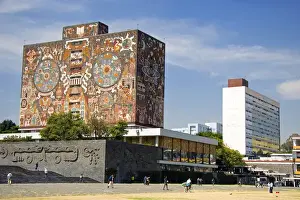 College Prints: The Central Library on the campus of the National Autonomous University of Mexico in Mexico City