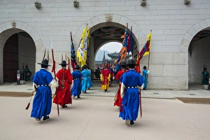 Costume Prints: Ceremonial changing of the guard, Gyeongbokgung palace, Seoul, South Korea