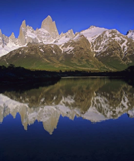 Fitzroy Prints: Cerro Fitzroy at sunrise with reflection in pothole lake, Los Glaciares National park