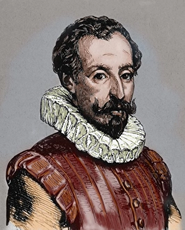 16th Century Prints: CERVANTES, Miguel de (1547-1616). Spanish novelist, poet, and playwright