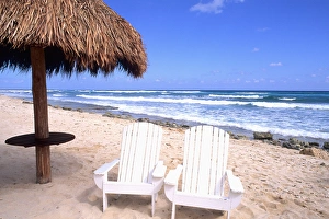 Cabana Prints: Chairs on beautiful beach in Cozumel Mexico