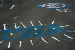 Neighborhood Prints: Chalk drawings, July 4th celebration, Portland, Oregon, USA