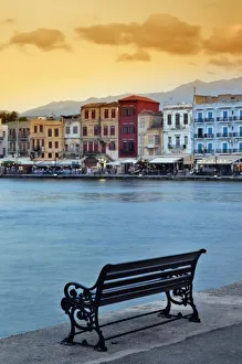 Water Front Prints: Chania at dusk, Chania, Crete, Greece